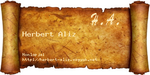 Herbert Aliz névjegykártya